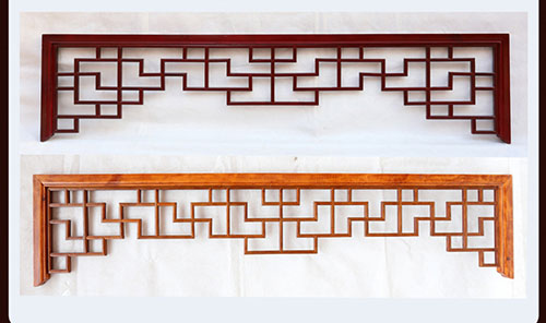 渝北中式花格吊顶门楣挂落仿古落地罩在实际案例中的展示