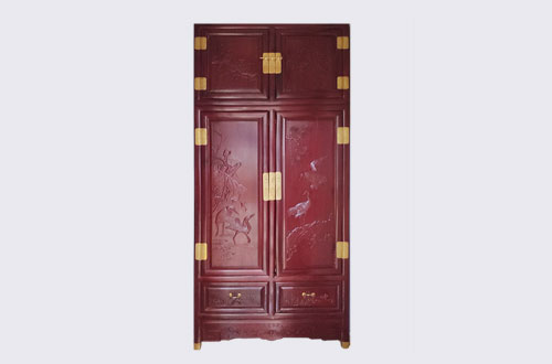 渝北高端中式家居装修深红色纯实木衣柜