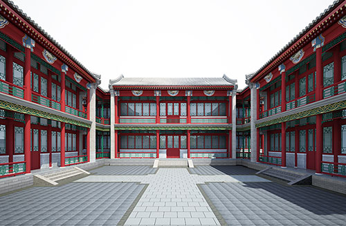 渝北北京四合院设计古建筑鸟瞰图展示