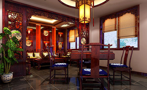 渝北古典中式风格茶楼包间设计装修效果图