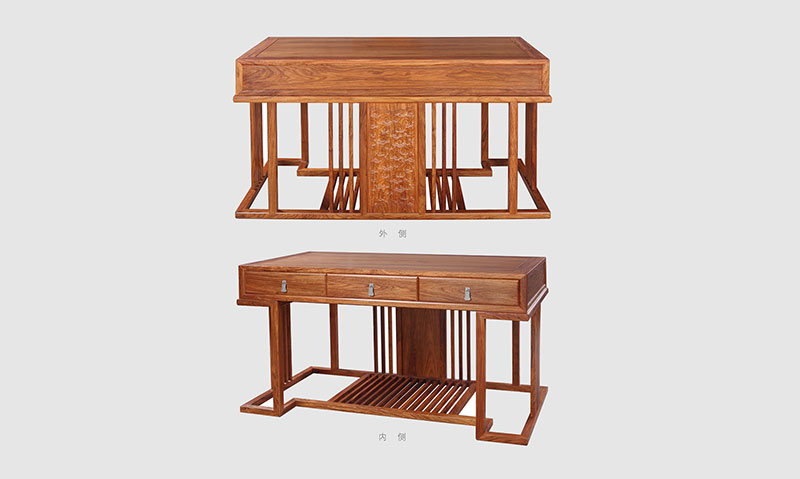 渝北 别墅中式家居书房装修实木书桌效果图