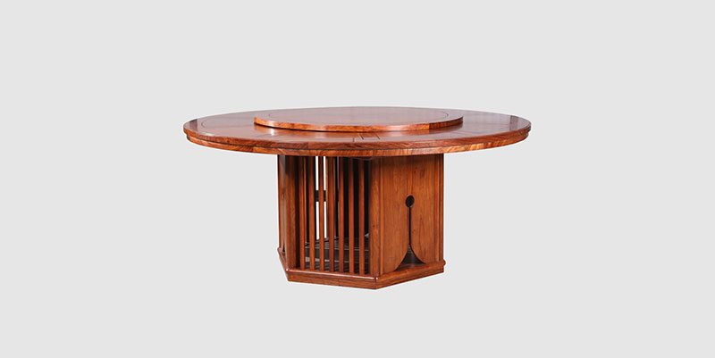 渝北中式餐厅装修天地圆台餐桌红木家具效果图
